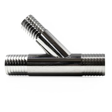 Stainless Steel Barb Reducing Y - 1-1/2" x 1-1/2" x 1"