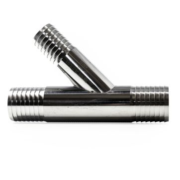 Stainless Steel Barb Reducing Y - 1-1/4" x 1-1/4" x 1"