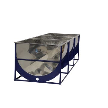 Stainless steel tank 48" X 144" X 51" ext. with 6" raised frame. 2" drain  -  1066 US gal.