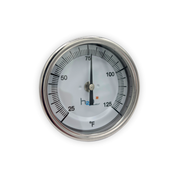 Thermomètre 3" OD x 2-1/2", tige 1/4" MPT, 25-125 °F