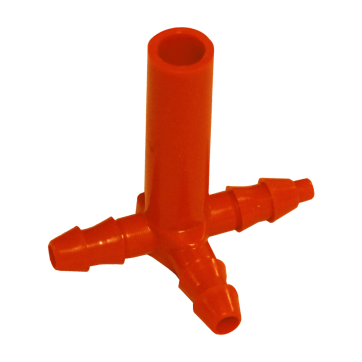 Long female block tee-plug, dead end LEFT - 5/16" - Red
