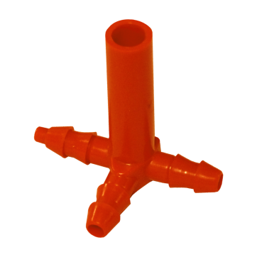 Long female block tee-plug, dead end LEFT - 5/16" - Red