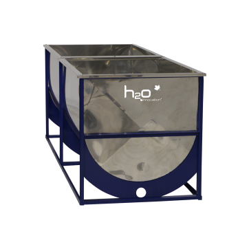 Stainless steel tank 36" X 96" X 36" ext. with 3" raised frame. 2" drain  -  325 US gal.
